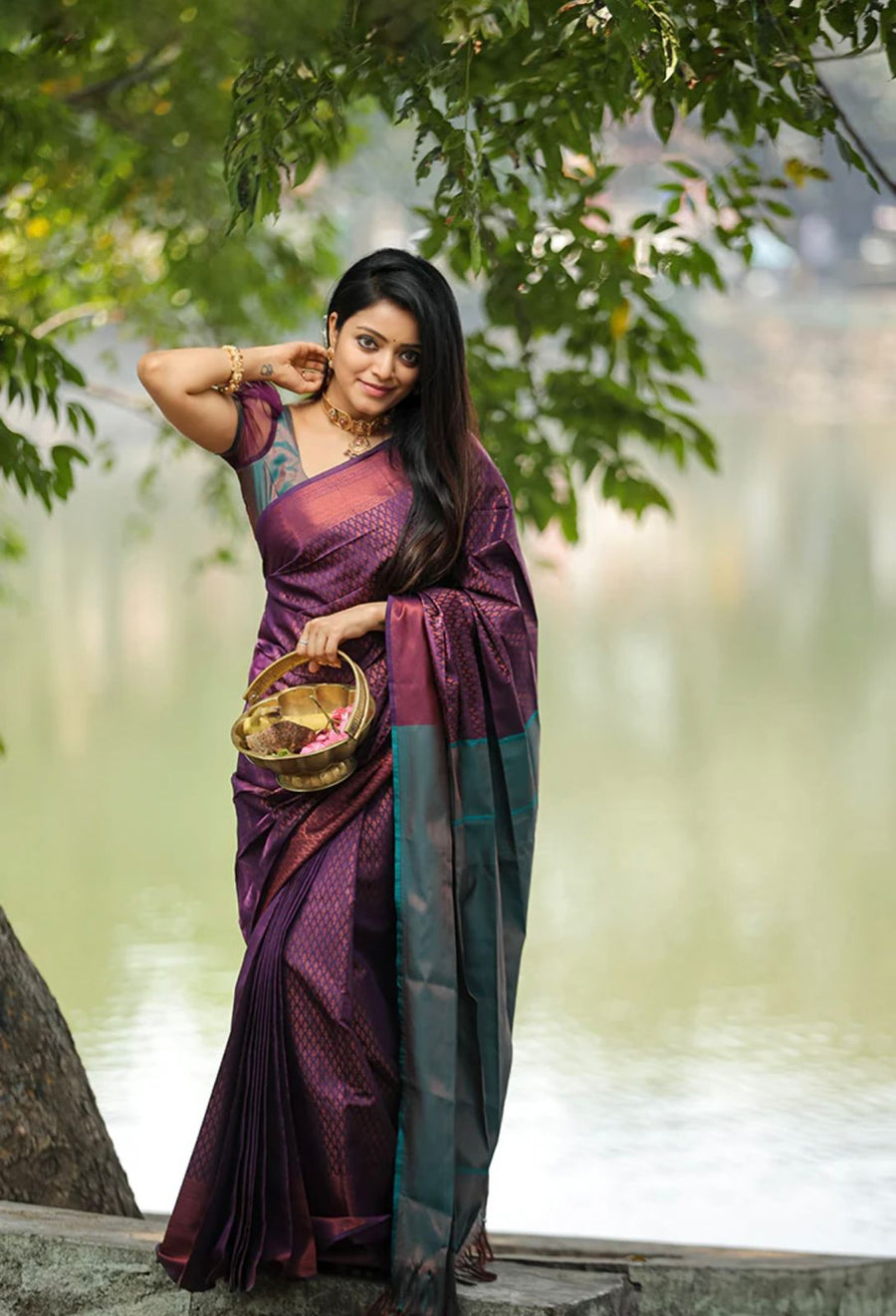 Propinquity Purple Soft Silk Saree With Seraglio Blouse Piece - Shop authentic Indian Women's Fashion by Silk Folks