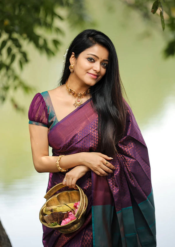 Propinquity Purple Soft Silk Saree With Seraglio Blouse Piece - Shop authentic Indian Women's Fashion by Silk Folks