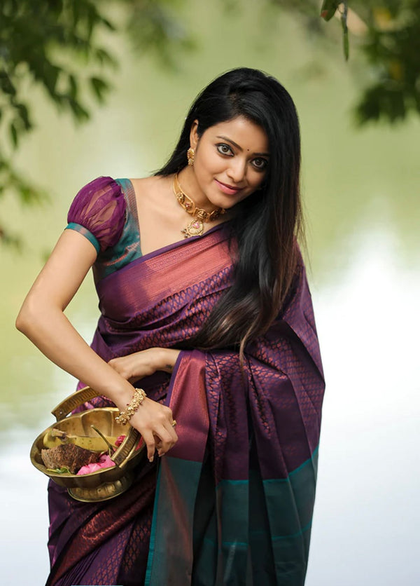 Propinquity Purple Soft Silk Saree With Seraglio Blouse Piece - Shop authentic Indian Women's Fashion by Silk Folks