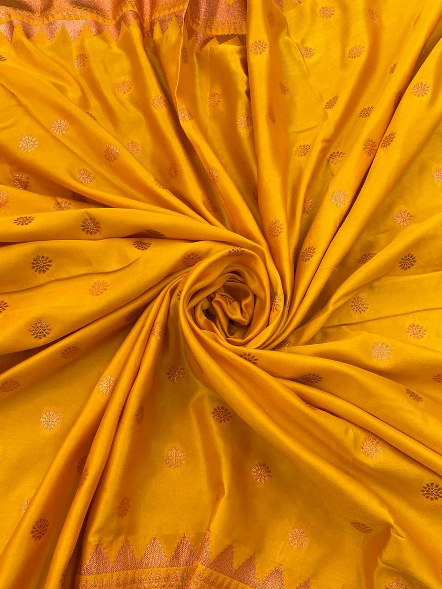 Prettiest Yellow Paithani Silk Saree With Resplendent Blouse Piece - Shop authentic Indian Women's Fashion by Silk Folks