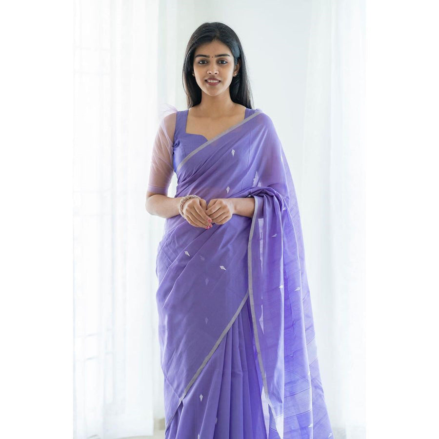 Dusk Lavender Maheshawari Cotton Silk Saree - Shop authentic Indian Women's Fashion by Silk Folks