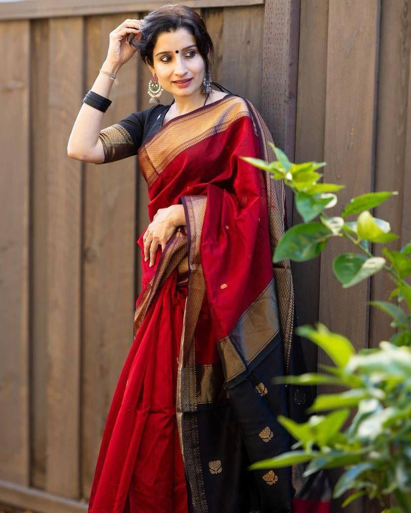 Rose Red Maheshawari Cotton Silk Saree - Shop authentic Indian Women's Fashion by Silk Folks