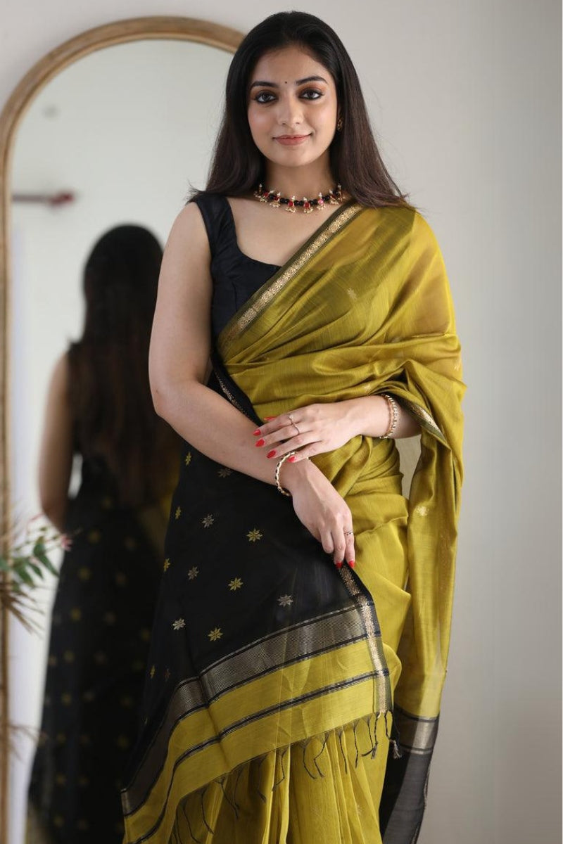 Luxor Gold Maheshawari Cotton Silk Saree - Shop authentic Indian Women's Fashion by Silk Folks