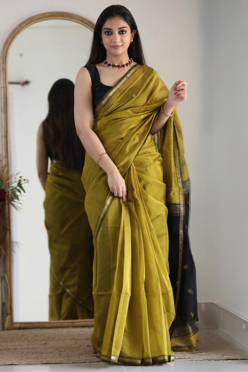 Luxor Gold Maheshawari Cotton Silk Saree - Shop authentic Indian Women's Fashion by Silk Folks