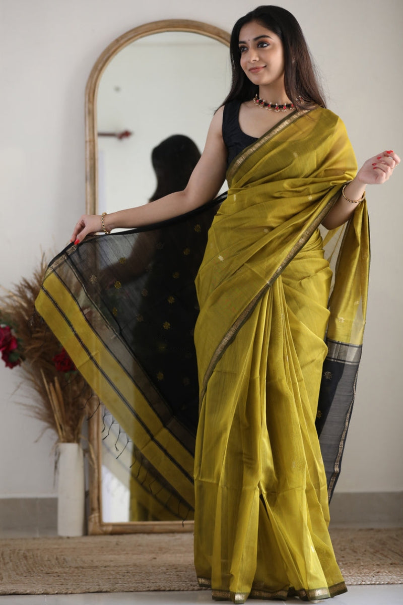 Luxor Gold Maheshawari Cotton Silk Saree - Shop authentic Indian Women's Fashion by Silk Folks