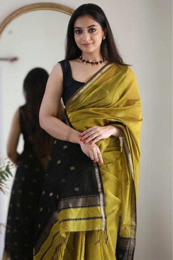 Luxor Gold Maheshawari Cotton Silk Saree - Shop authentic Indian Women's Fashion by Silk Folks
