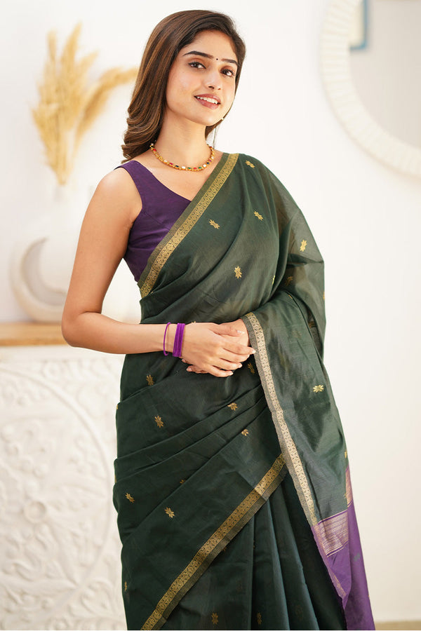 Rangoon Green Maheshawari Cotton Silk Saree - Shop authentic Indian Women's Fashion by Silk Folks