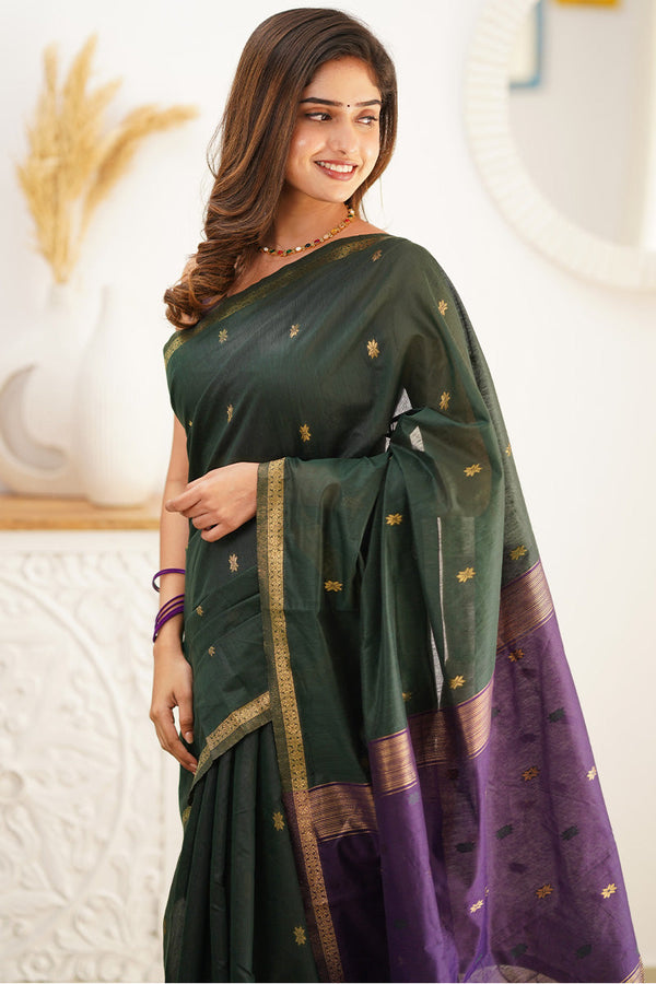 Rangoon Green Maheshawari Cotton Silk Saree - Shop authentic Indian Women's Fashion by Silk Folks