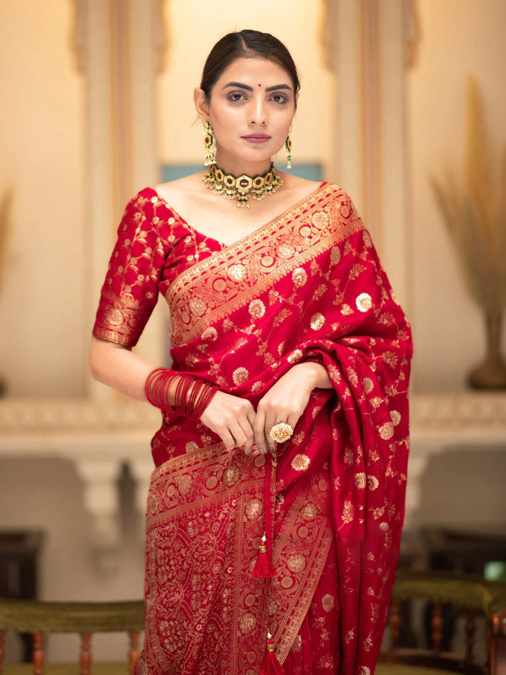 Forbearance Red Soft Silk Saree With Engrossing Blouse Piece - Shop authentic Indian Women's Fashion by Silk Folks