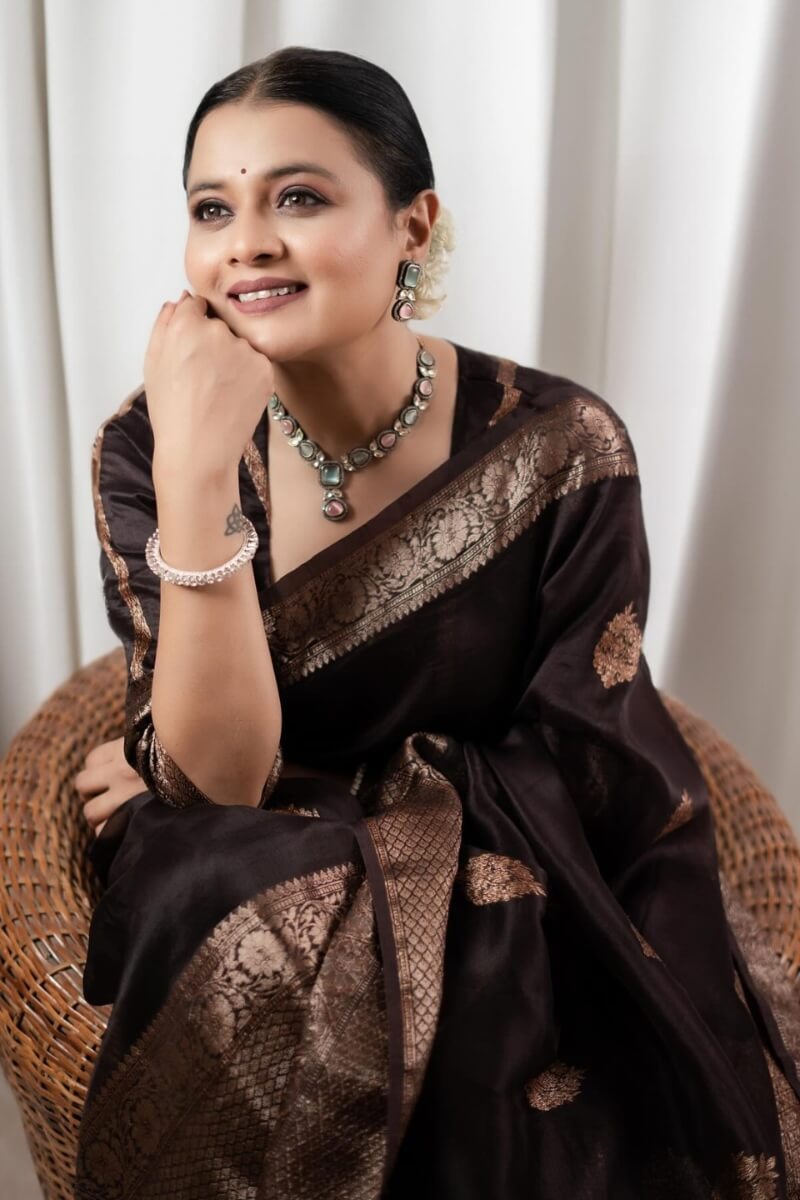Prettiest Brown Soft Silk Saree With Designer Blouse Piece - Shop authentic Indian Women's Fashion by Silk Folks