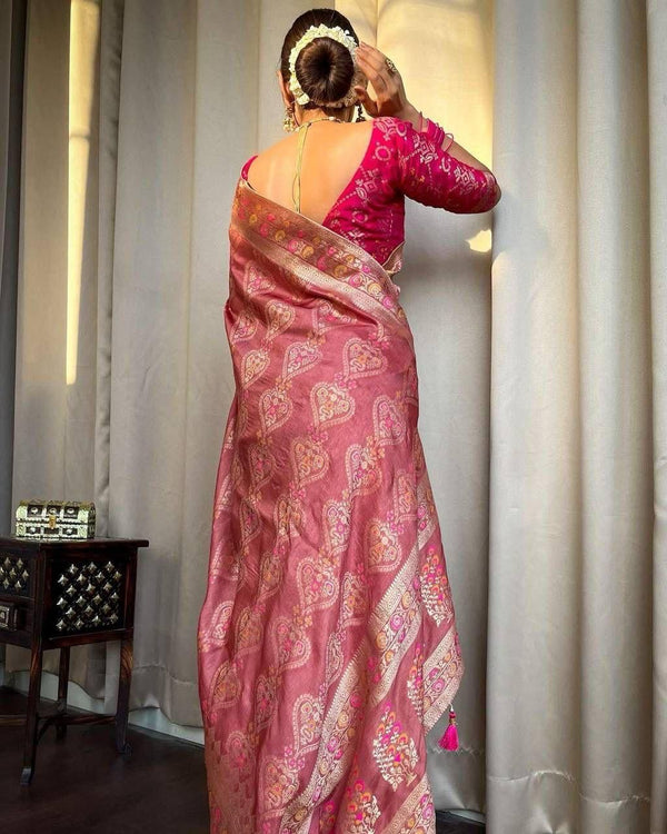 Energetic Peach Soft Silk Saree With Intricate Blouse Piece - Shop authentic Indian Women's Fashion by Silk Folks