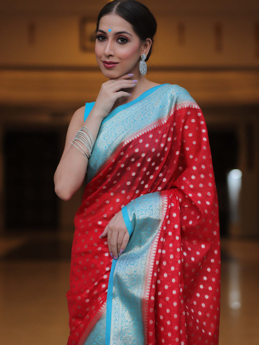 Pleasant Red Soft Silk Saree With Desiring Blouse Piece - Shop authentic Indian Women's Fashion by Silk Folks