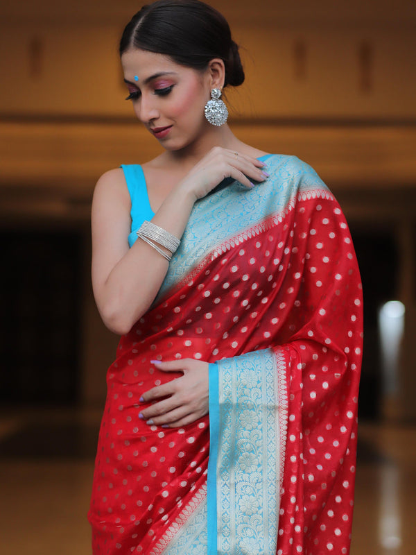 Pleasant Red Soft Silk Saree With Desiring Blouse Piece - Shop authentic Indian Women's Fashion by Silk Folks