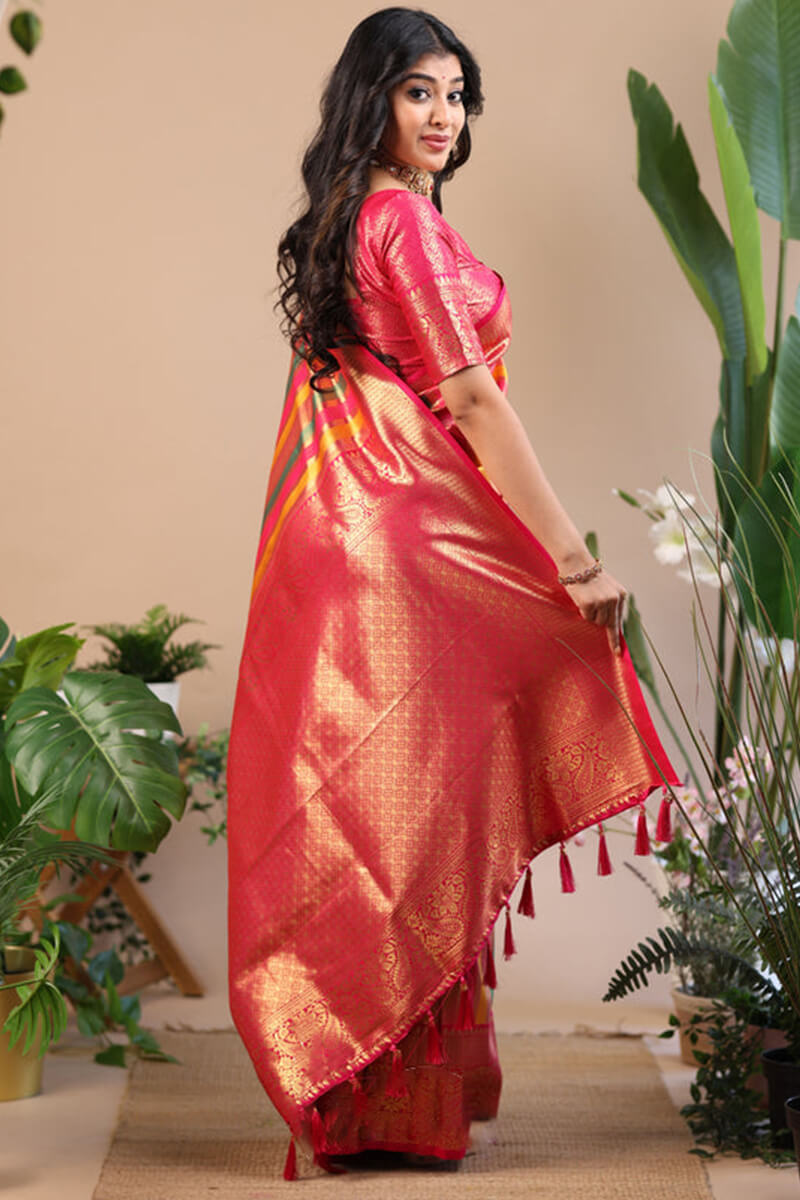 Magnetic Multicolor Soft Banarasi Silk Saree With Lissome Blouse Piece - Shop authentic Indian Women's Fashion by Silk Folks
