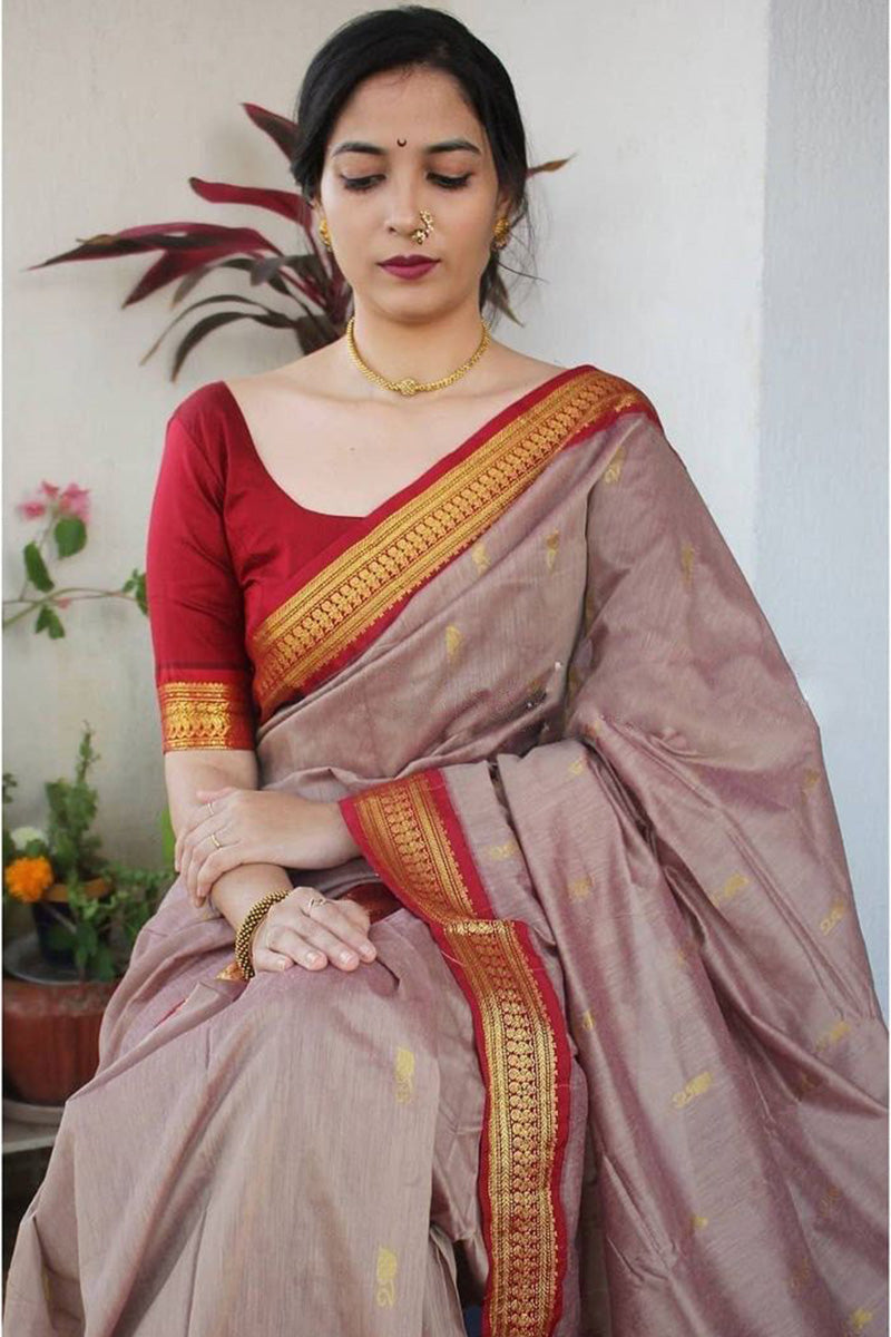 Twirling Grey Soft Silk Saree With Inspiring Blouse Piece - Shop authentic Indian Women's Fashion by Silk Folks