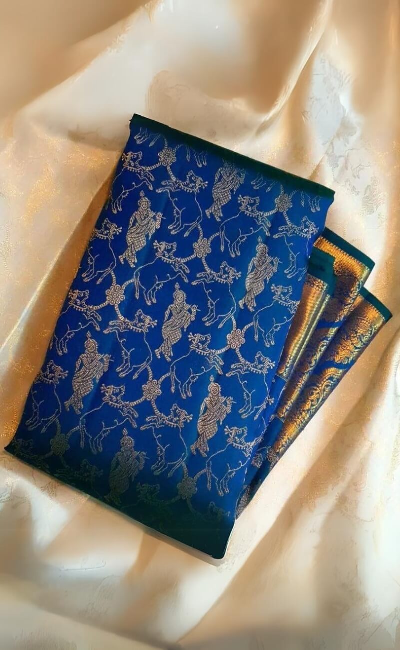 Smart Blue Soft Silk Saree With Beautiful Blouse Piece - Shop authentic Indian Women's Fashion by Silk Folks