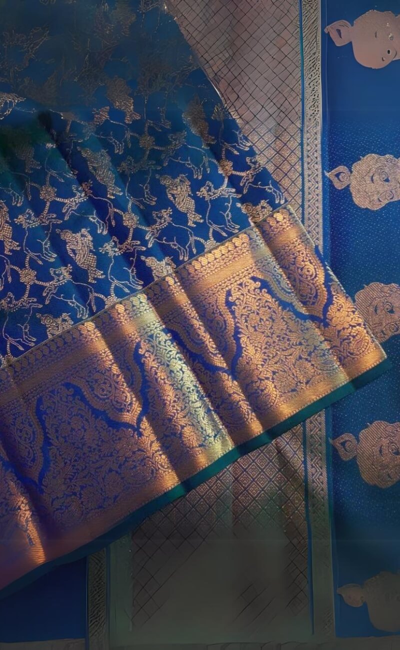 Smart Blue Soft Silk Saree With Beautiful Blouse Piece - Shop authentic Indian Women's Fashion by Silk Folks