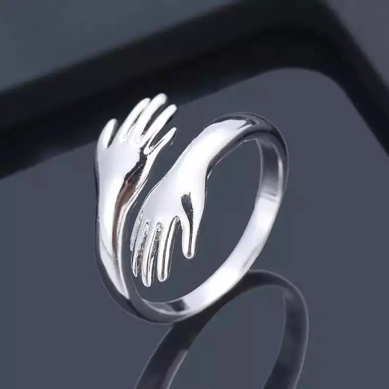 Silver Hug Promise Ring - Adjustable - Anti Tarnish - Shop authentic Indian Women's Fashion by Salty