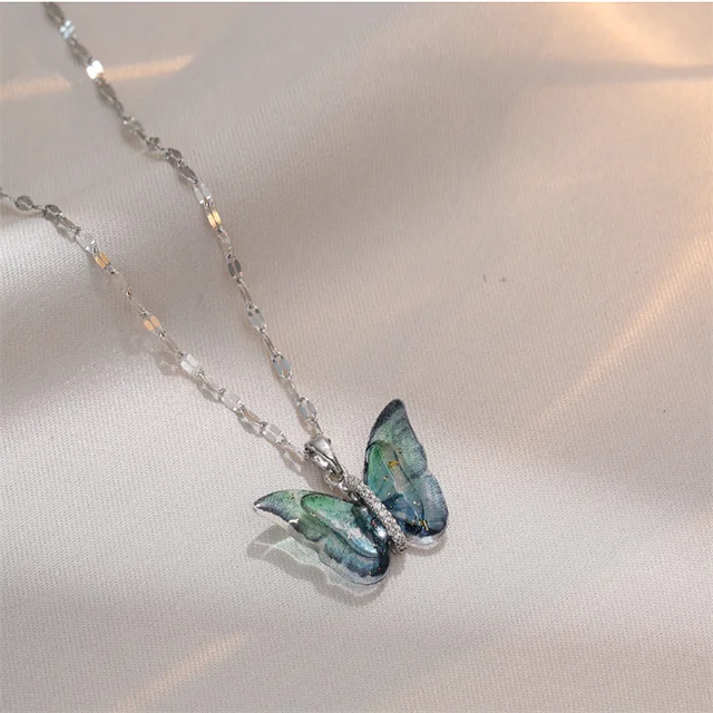 Vibrant Blue Silver Winged Beauty Necklace - Shop authentic Indian Women's Fashion by Salty