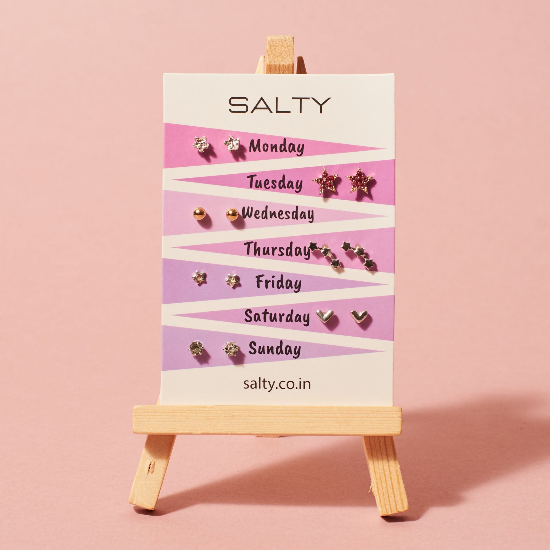"Starry" Weekly 7 Stud Earrings Set - Shop authentic Indian Women's Fashion by Salty