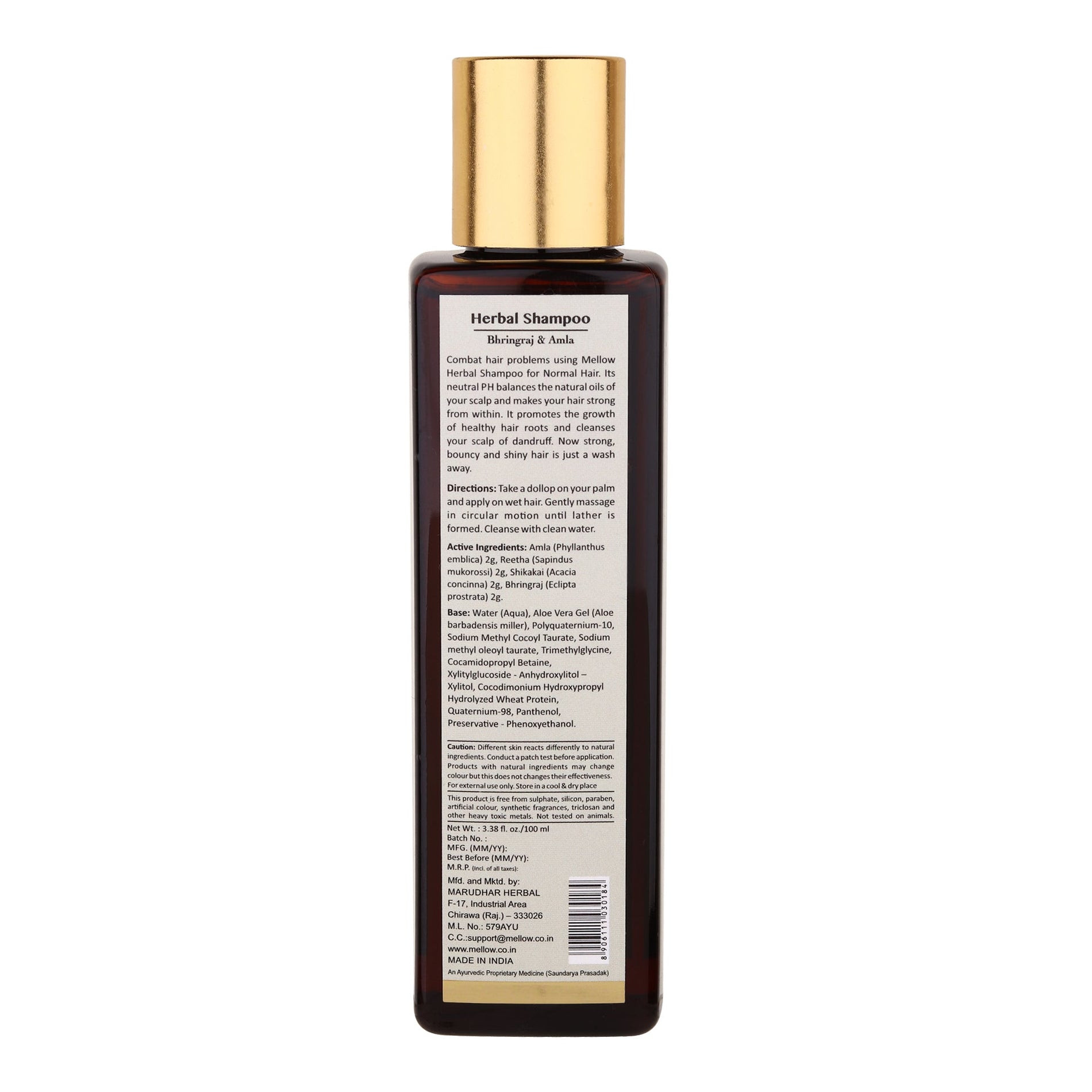 Herbal Bhringraj Shampoo for Normal to Oily hair - Shop authentic Indian Beauty by Mellow