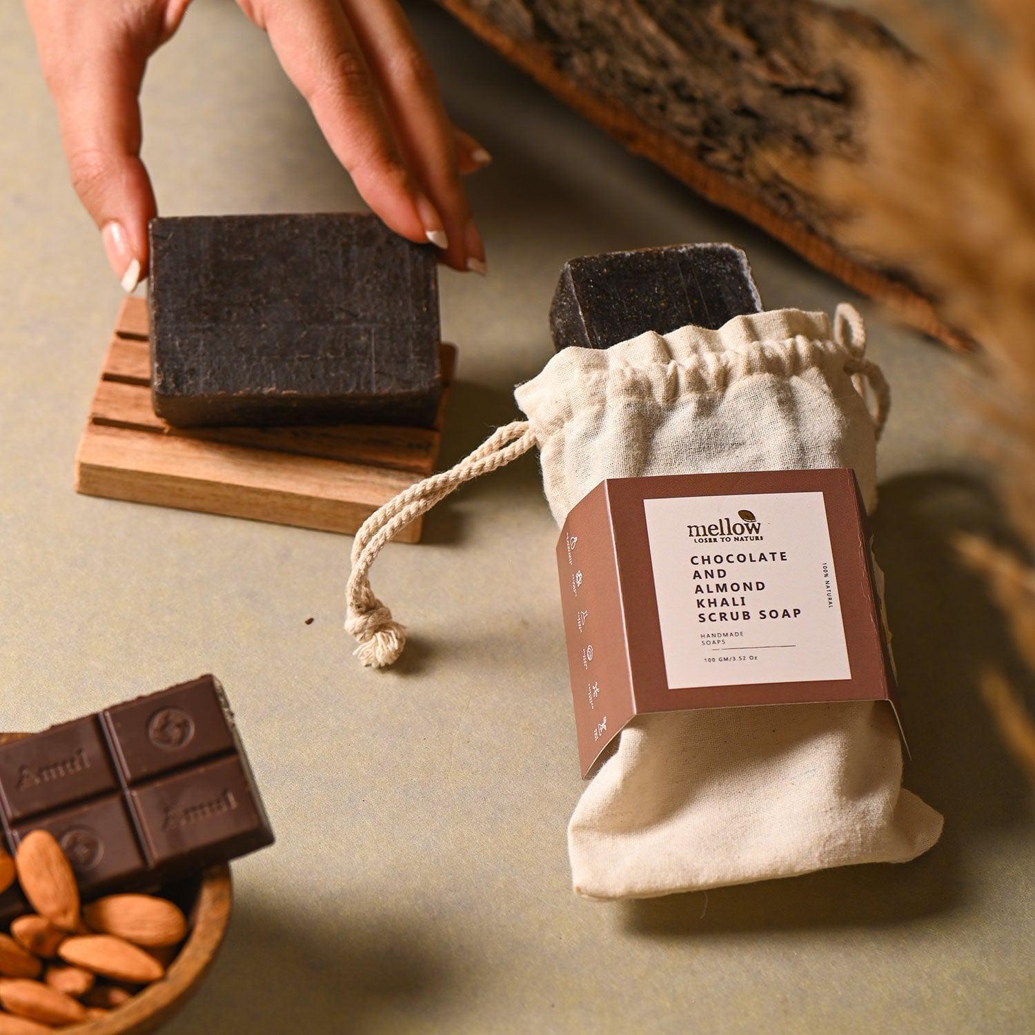 Chocolate and Almond Khali Body Scrub Soap - Shop authentic Indian Beauty by Mellow