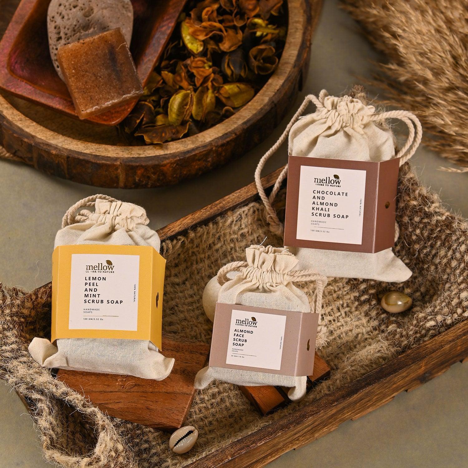 Chocolate and Almond Khali Body Scrub Soap - Shop authentic Indian Beauty by Mellow
