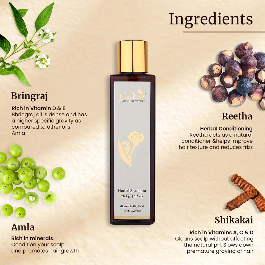Herbal Bhringraj Shampoo for Normal to Oily hair - Shop authentic Indian Beauty by Mellow