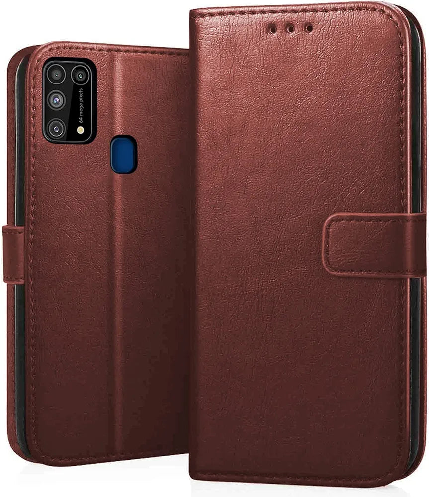 Samsung M31 Flip Cover  Leather Finish  Inside Pockets & Inbuilt Stand - Shop authentic Indian Electronics by Havein