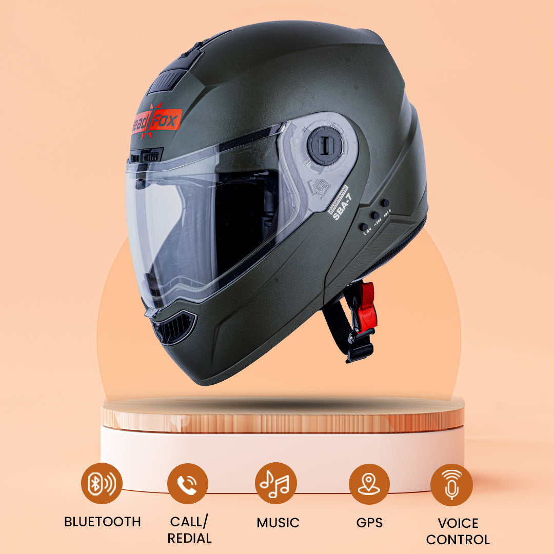 N2 Air Dashing Battle Green Smart Bluetooth Flip-up Double Visor Helme - Shop authentic Indian Auto Accessories by HeadFox innovations