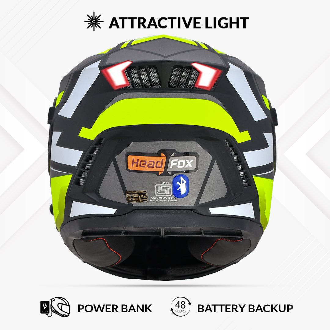 H4 Air Speed Yellow Smart Bluetooth Full-face Double Visor Helmet - Shop authentic Indian Auto Accessories by HeadFox innovations