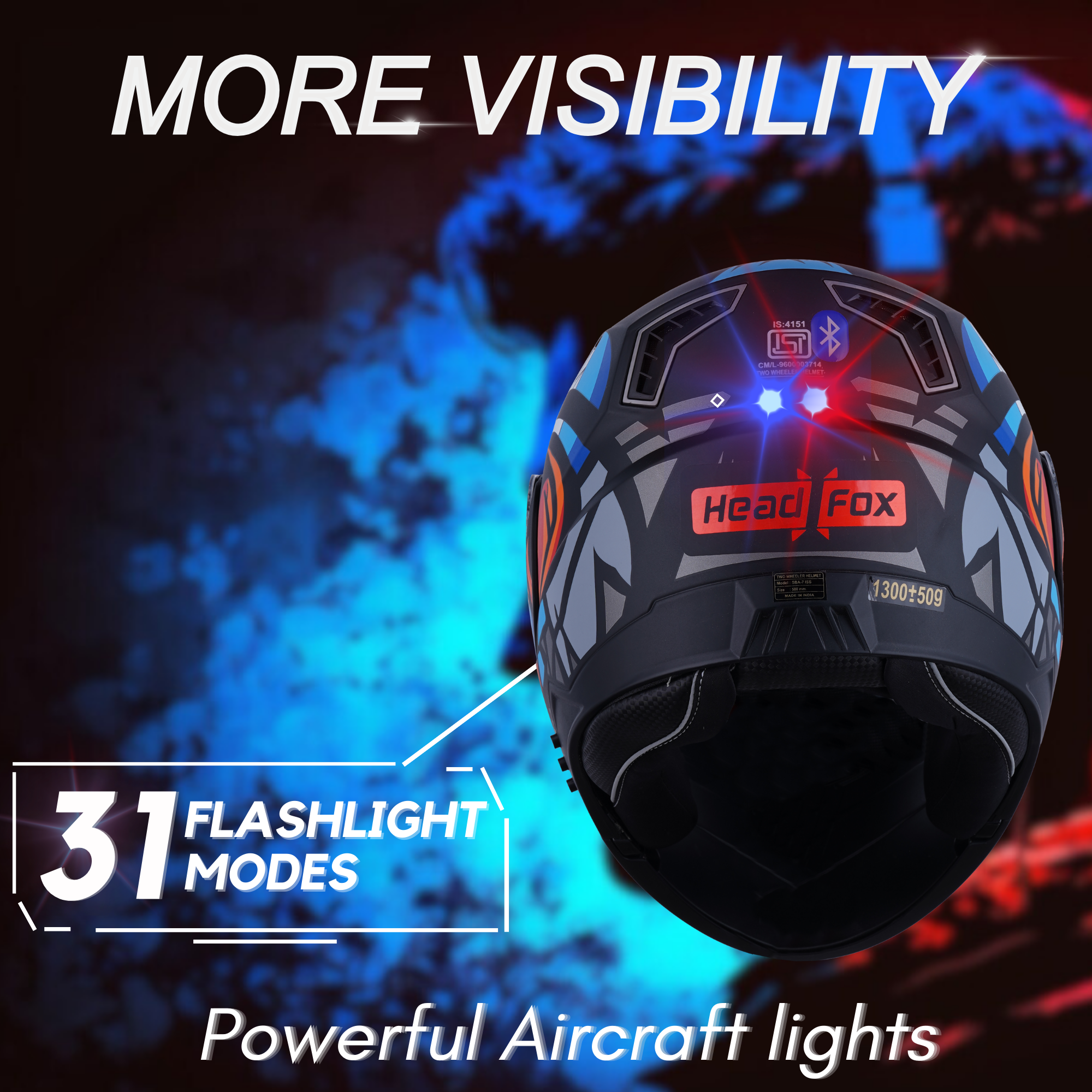 N2 FLASH Air Birdie Orange Smart Bluetooth Flip-Up Single Visor Helmet - Shop authentic Indian Auto Accessories by HeadFox innovations