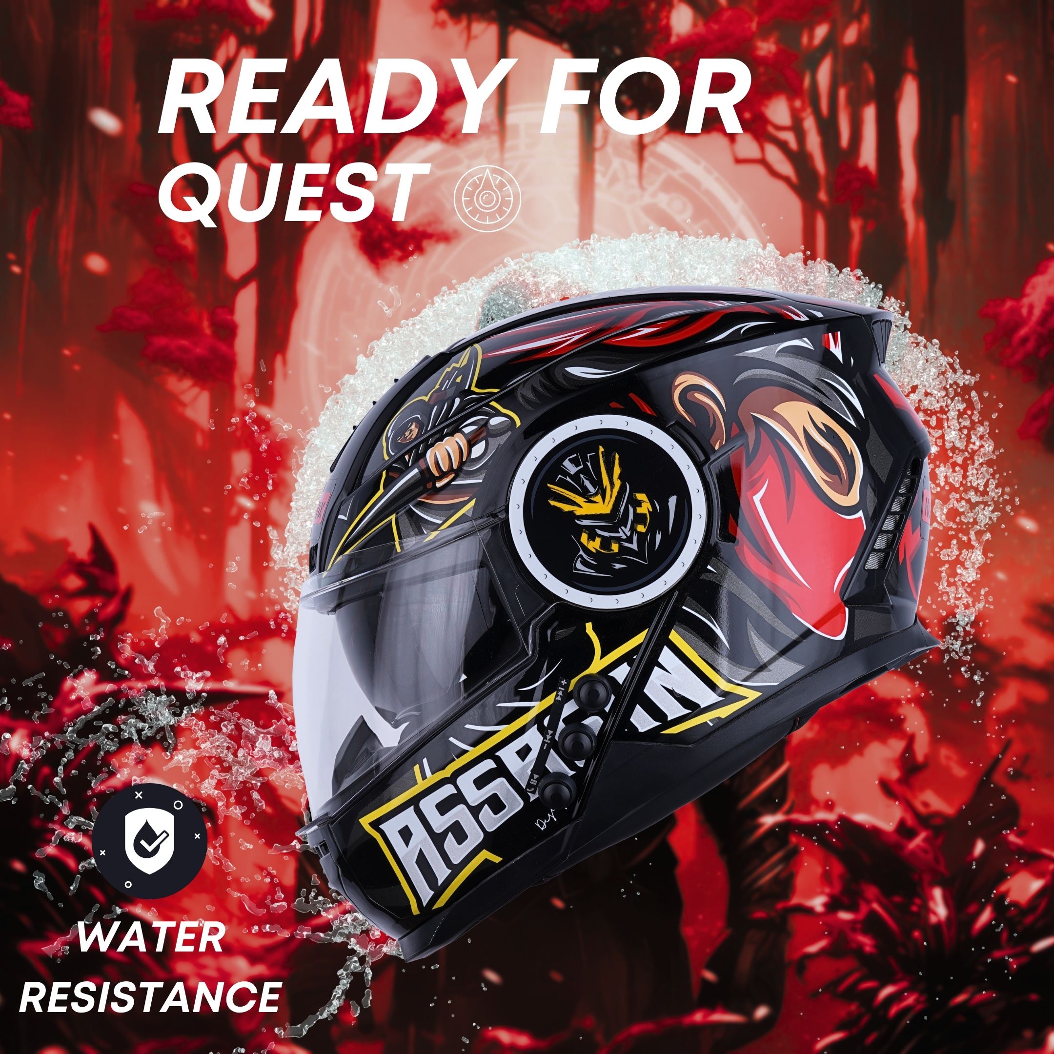 H4 Air Assasin Glossy Red Smart Bluetooth Full-face Double Visor Helme - Shop authentic Indian Auto Accessories by HeadFox innovations
