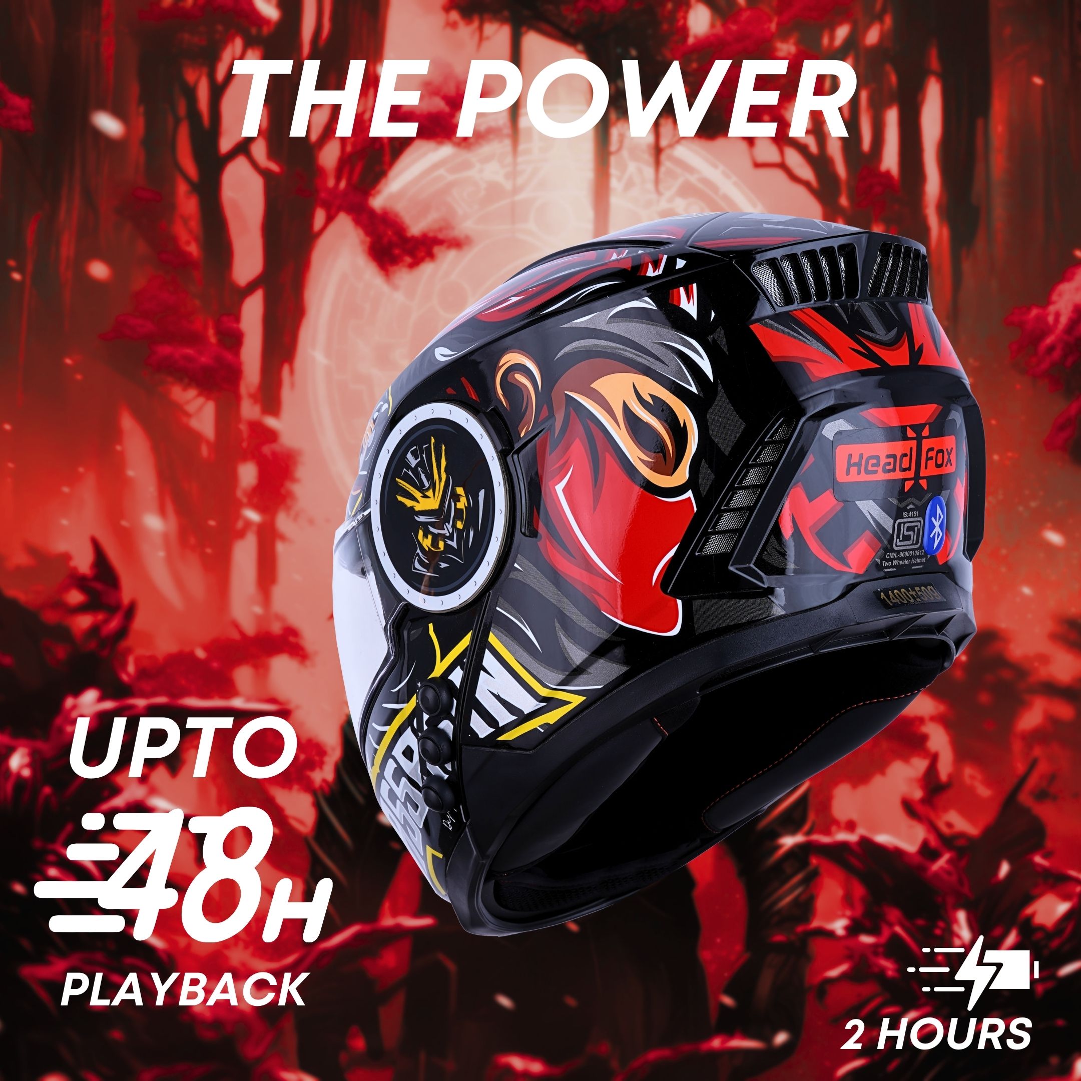 H4 Air Assasin Glossy Red Smart Bluetooth Full-face Double Visor Helme - Shop authentic Indian Auto Accessories by HeadFox innovations