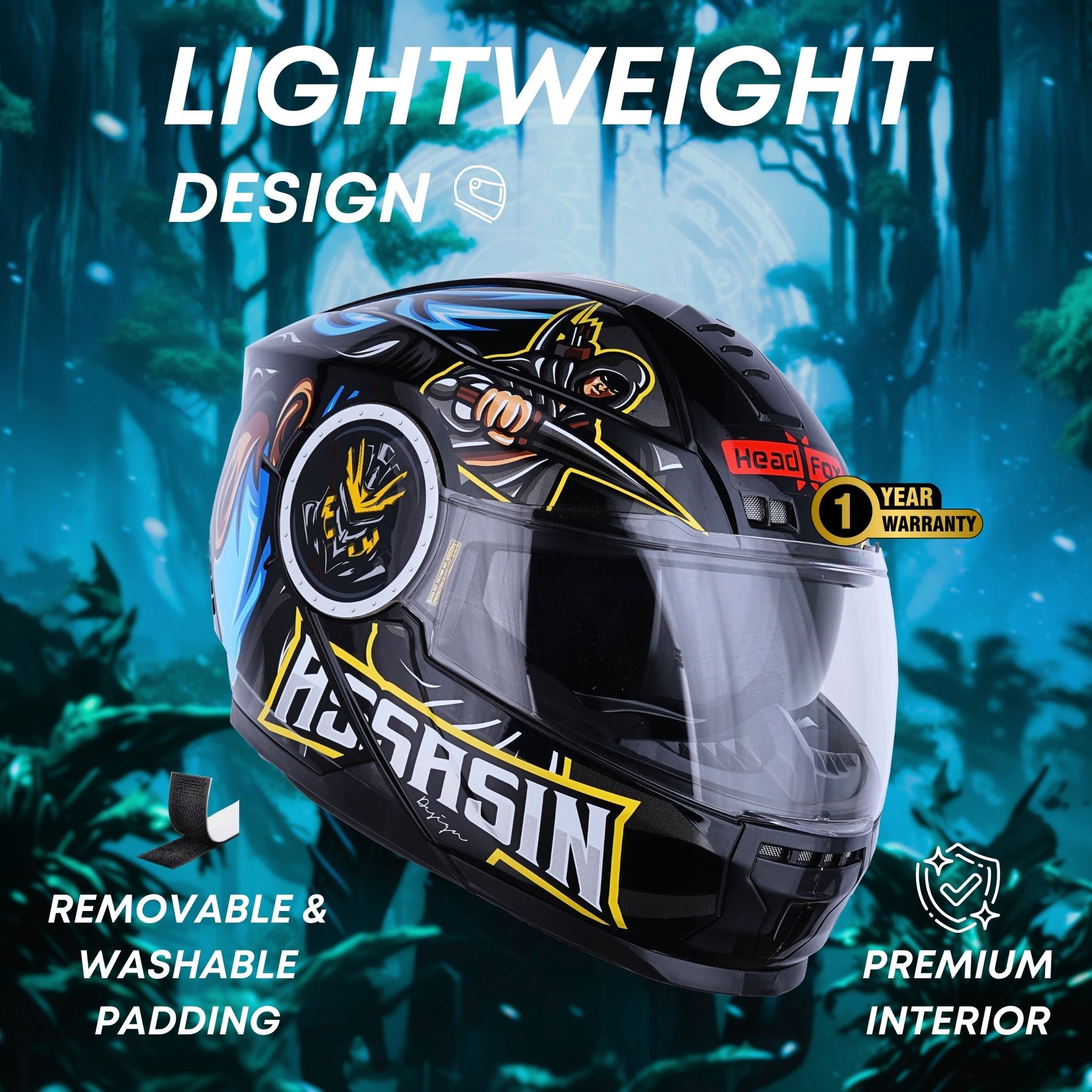 H4 Air Assasin Glossy Blue Smart Bluetooth Full-face Double Visor Helm - Shop authentic Indian Auto Accessories by HeadFox innovations