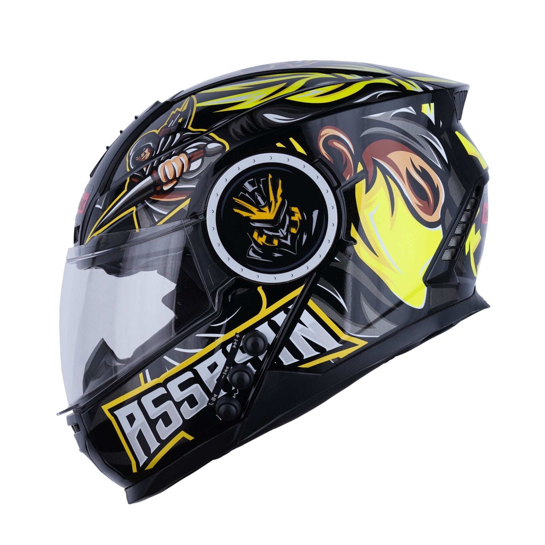 H4 Air Assasin Glossy Yellow Smart Bluetooth Full-face Double Visor He - Shop authentic Indian Auto Accessories by HeadFox innovations