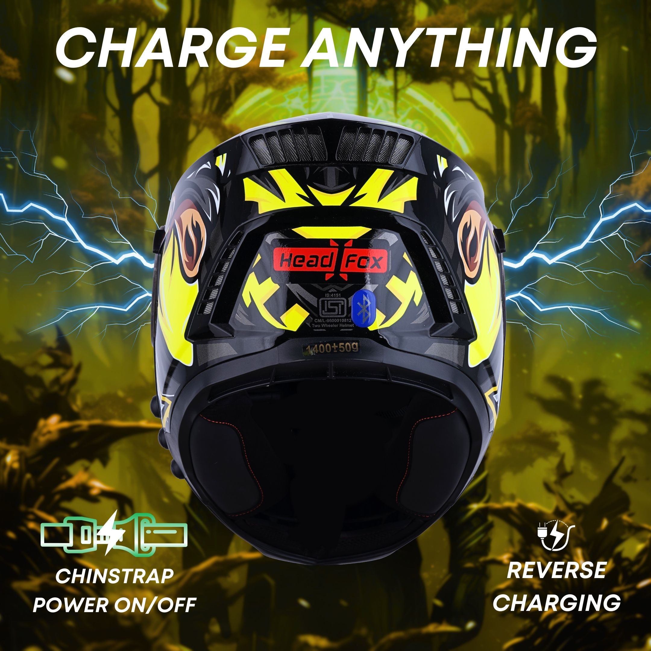H4 Air Assasin Glossy Yellow Smart Bluetooth Full-face Double Visor He - Shop authentic Indian Auto Accessories by HeadFox innovations