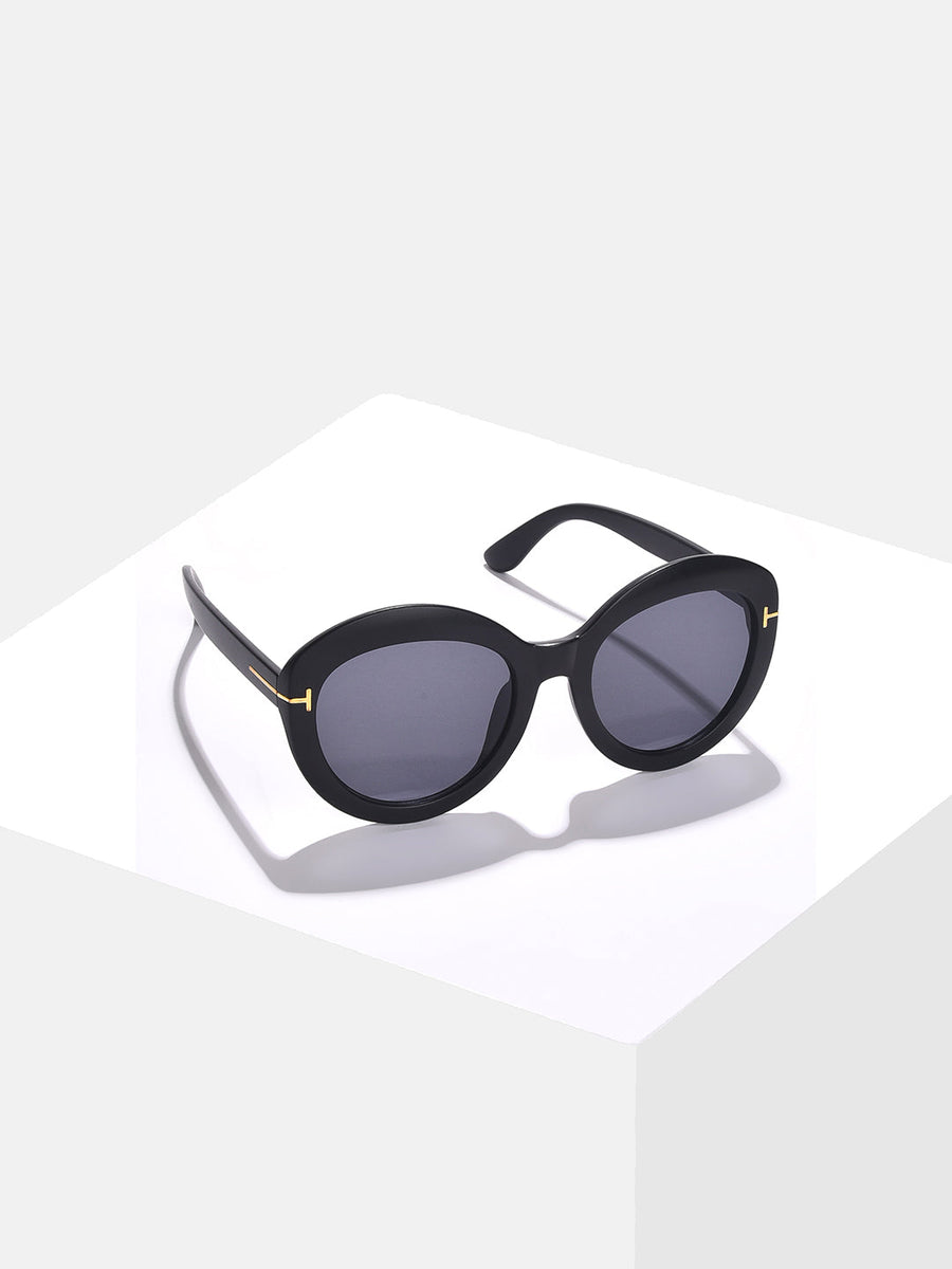 Black Lens Black Oval Sunglasses - Shop authentic Indian Women's Fashion by Haute Sauce