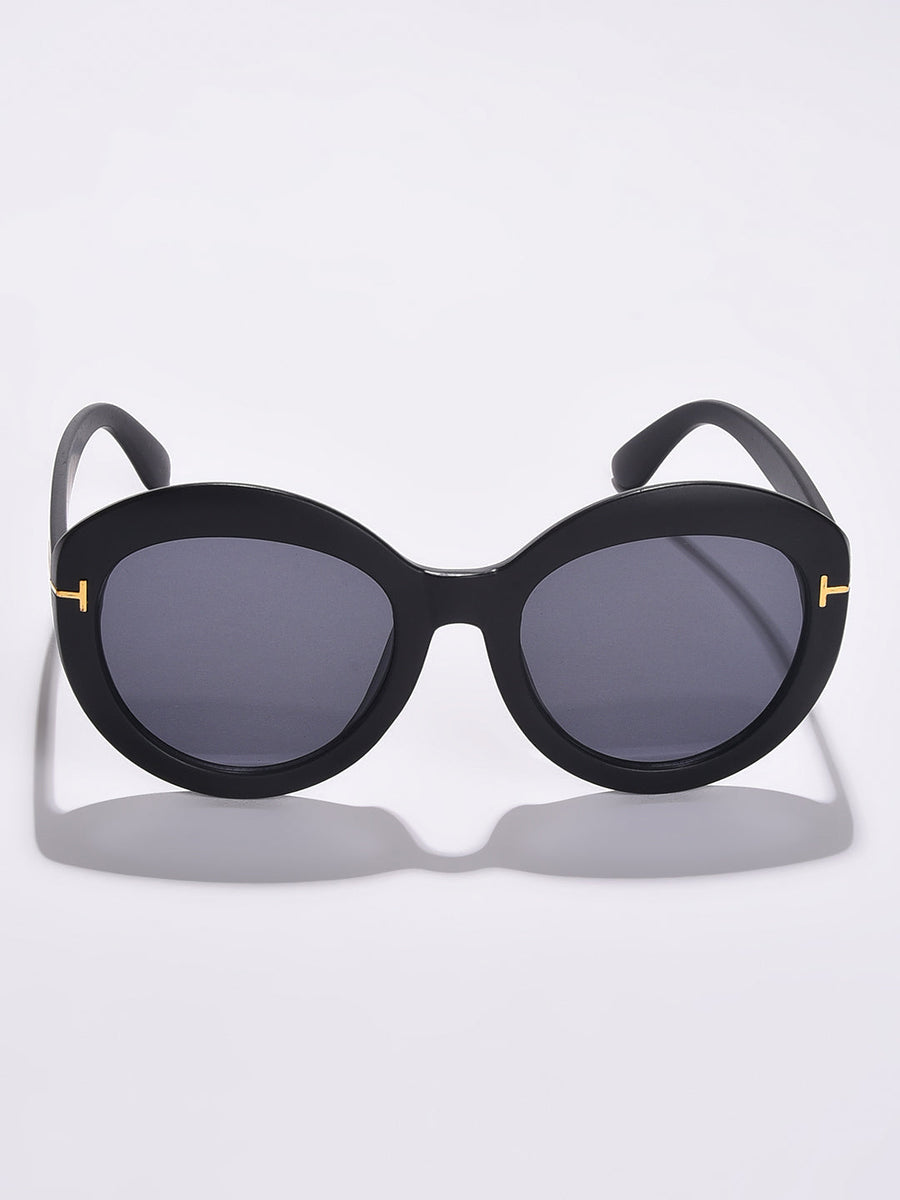 Black Lens Black Oval Sunglasses - Shop authentic Indian Women's Fashion by Haute Sauce