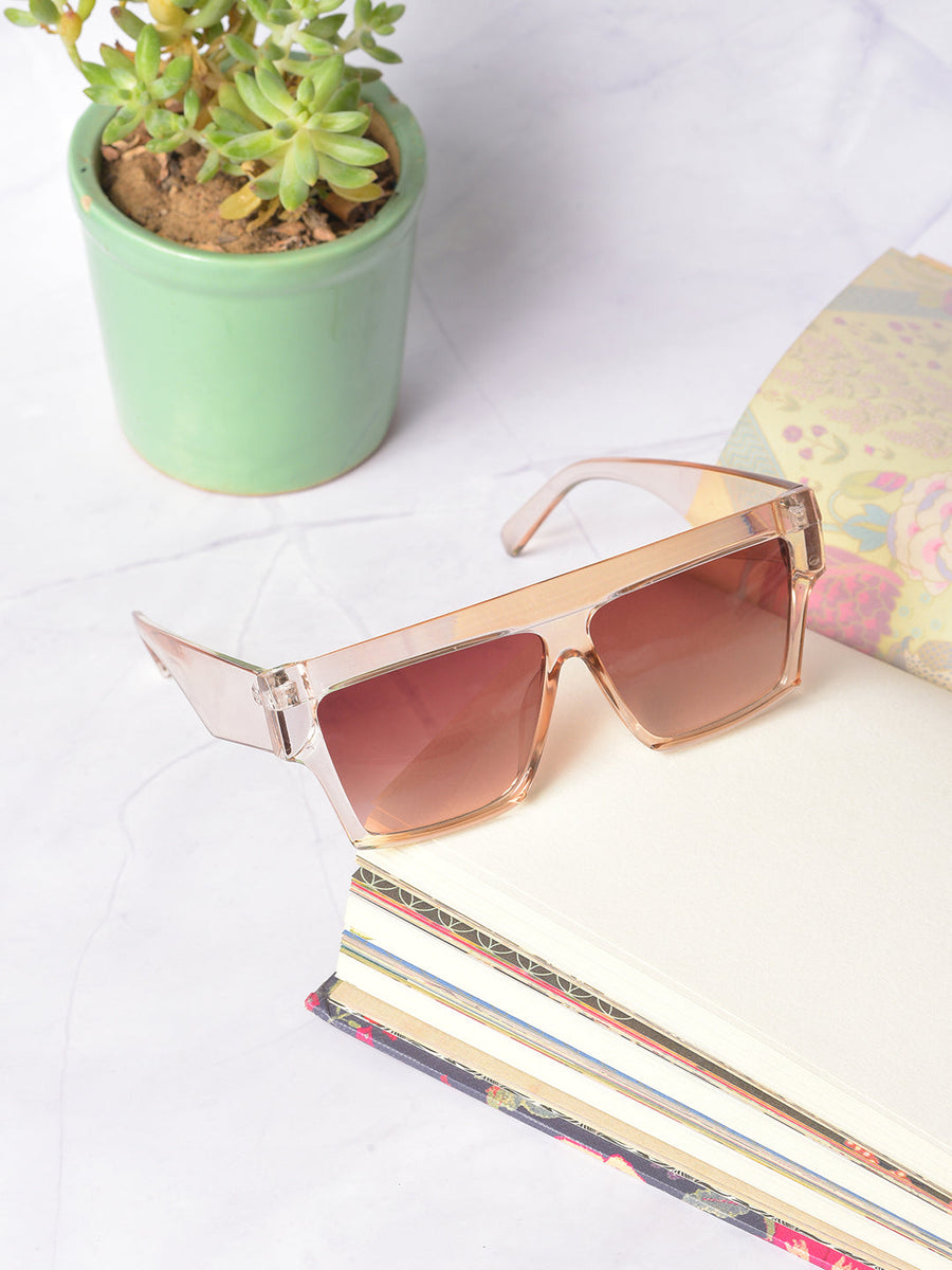 Brown Lens Brown Oversized Sunglasses - Shop authentic Indian Women's Fashion by Haute Sauce