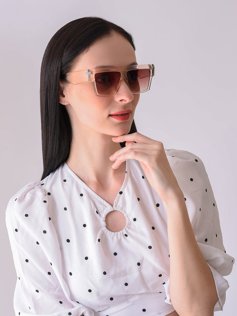 Brown Lens Brown Oversized Sunglasses - Shop authentic Indian Women's Fashion by Haute Sauce