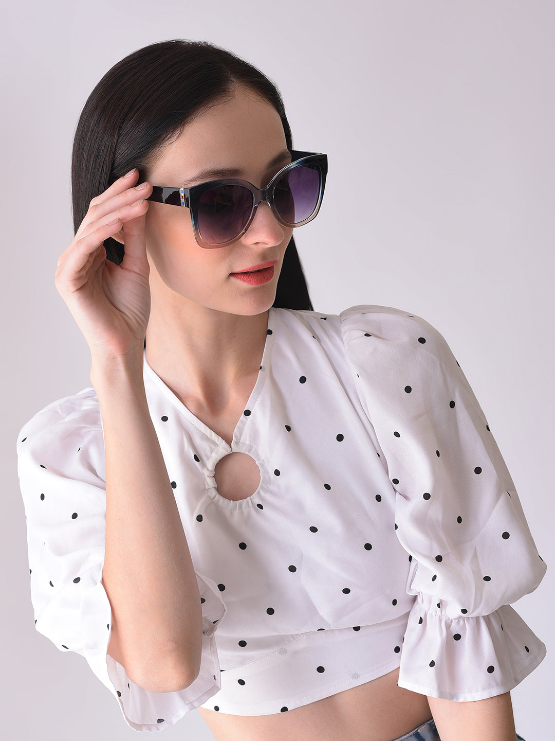 Black Lens Blue Cateye Sunglasses - Shop authentic Indian Women's Fashion by Haute Sauce