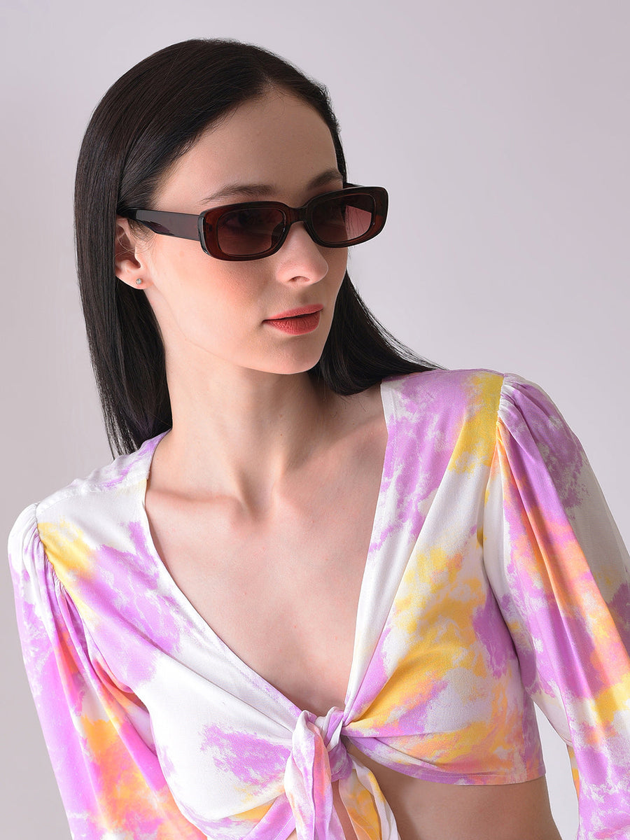 Brown Lens Brown Rectangle Sunglasses - Shop authentic Indian Women's Fashion by Haute Sauce