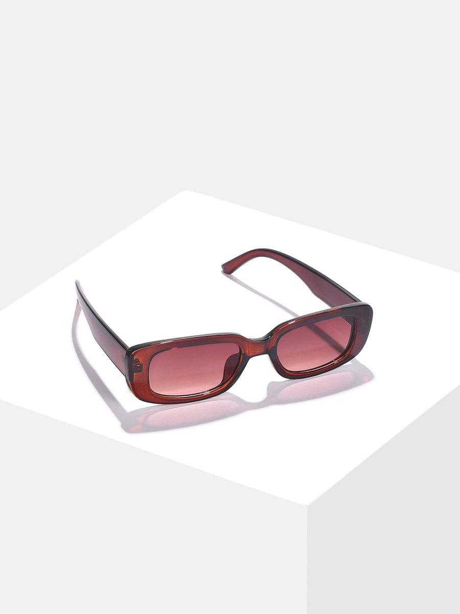 Brown Lens Brown Rectangle Sunglasses - Shop authentic Indian Women's Fashion by Haute Sauce