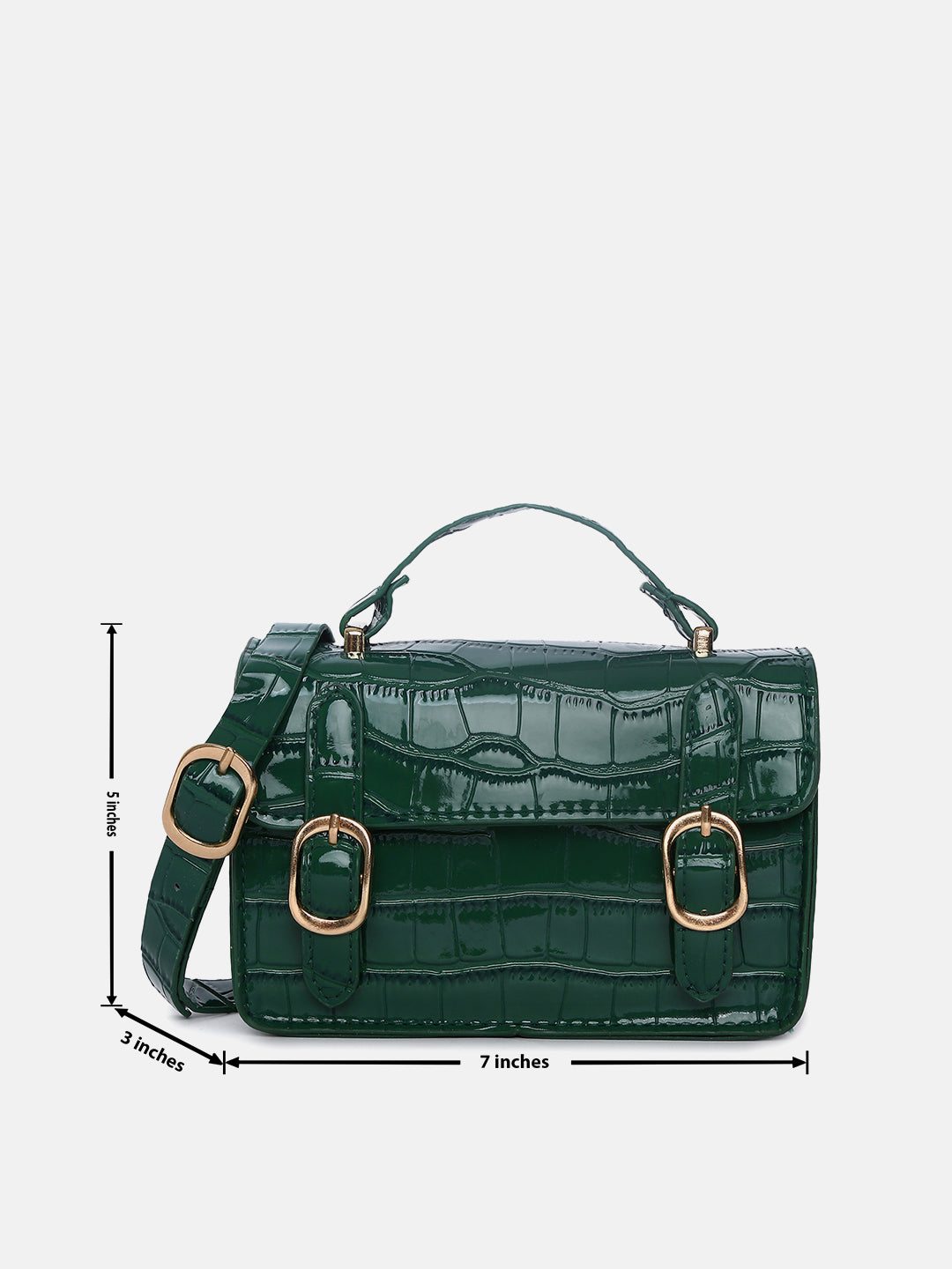 Green Colourblocked Vegan Leather Structured Hobo Bag With Quilted - Shop authentic Indian Women's Fashion by Haute Sauce