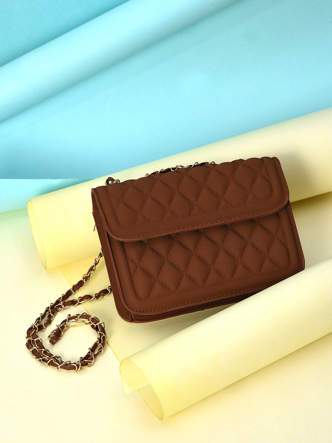 Quilted Quest Brown Cross Body Bag - Shop authentic Indian Women's Fashion by Haute Sauce