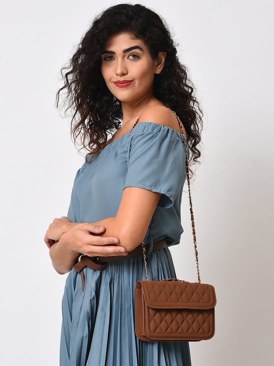 Quilted Quest Brown Cross Body Bag - Shop authentic Indian Women's Fashion by Haute Sauce