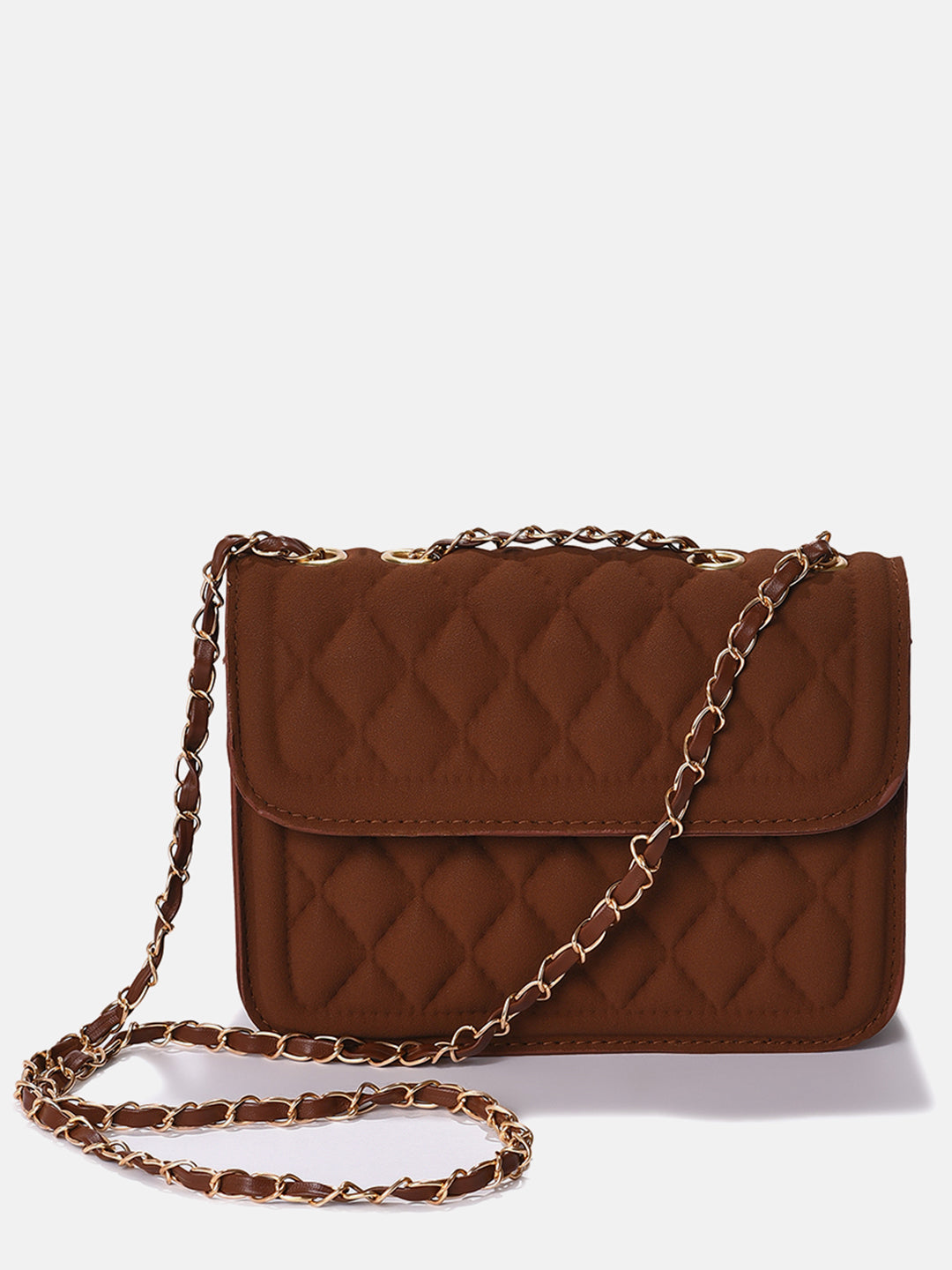 Quilted Quest Brown Cross Body Bag - Shop authentic Indian Women's Fashion by Haute Sauce