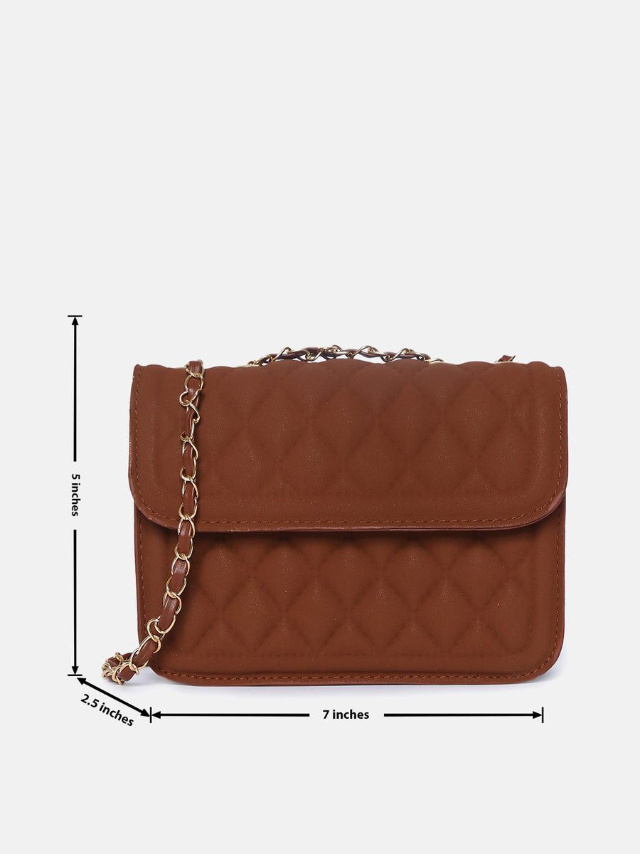 Quilted Quest Brown Cross Body Bag - Shop authentic Indian Women's Fashion by Haute Sauce