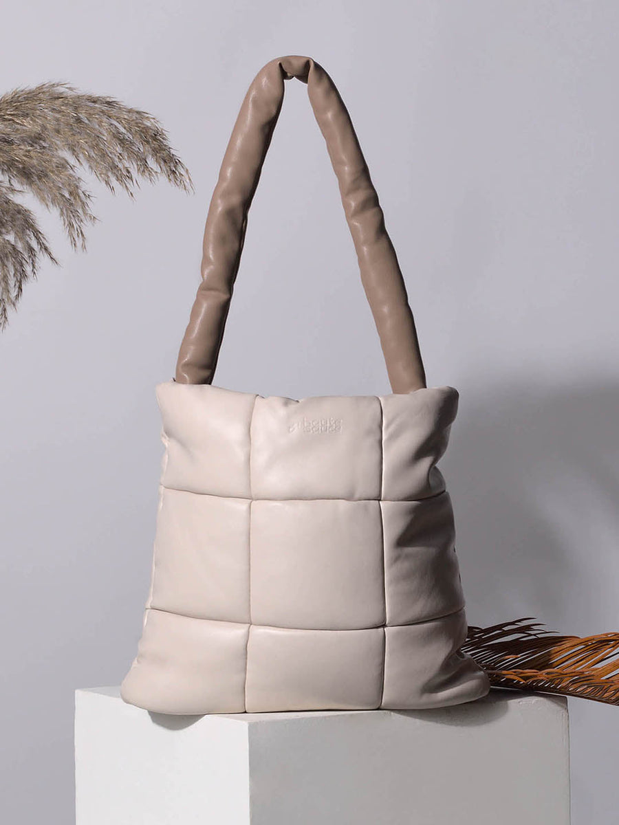 Tufted Treasure Beige Tote Bag - Shop authentic Indian Women's Fashion by Haute Sauce